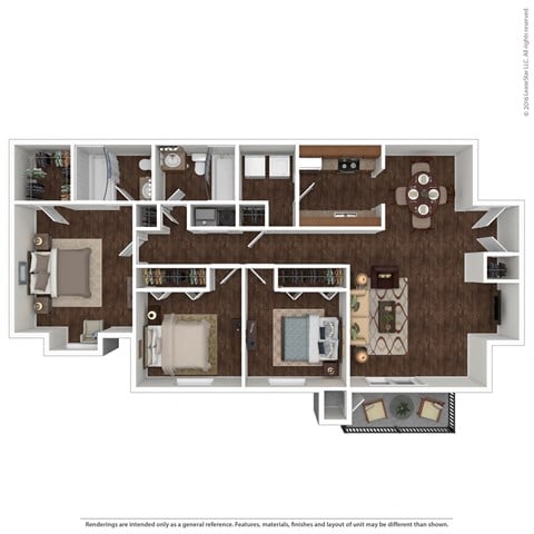 Floor plan for 3 beds, 2 baths, 1250 sqft